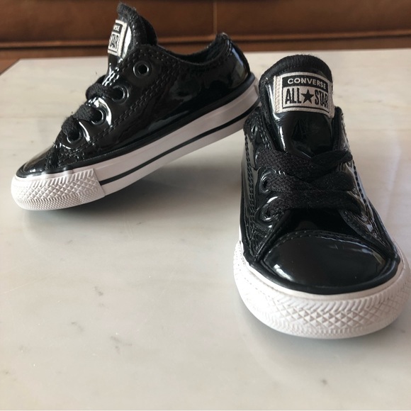 Converse Other - CONVERSE chuck taylors ALL STARS baby toddler lace-up patent black sneakers
